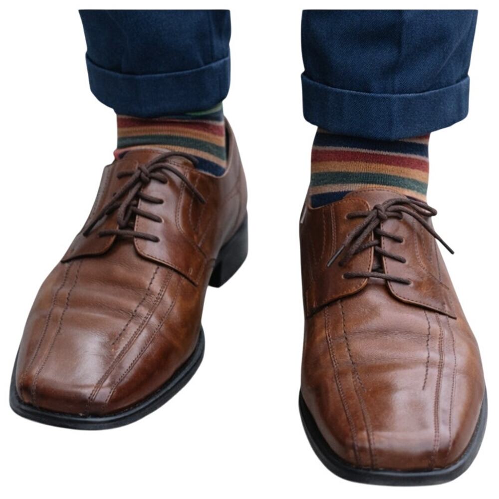 Stacy Adams SQUARE TOE Brown Leather Oxford Dress Shoe Men 12 Lace Up Work
